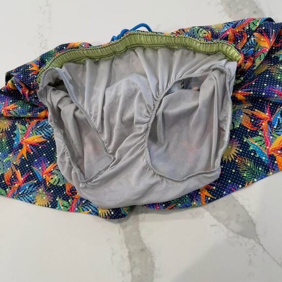 Happy Hour Blue Nylon Leaf Print Drawstring Swim Trunk Board Shorts Men’s Large - Picture 6 of 7